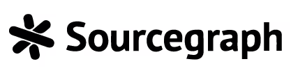 Sourcegraph logo, black stylized asterisk-like symbol with company name